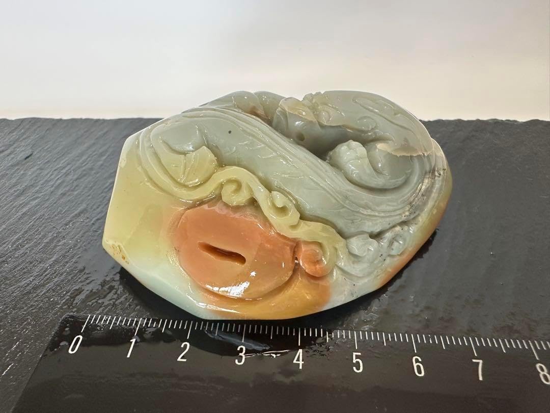 古獣盤龍 天青 巧色 篆刻 印材 落款 遊印 雅号 書道 獅子田